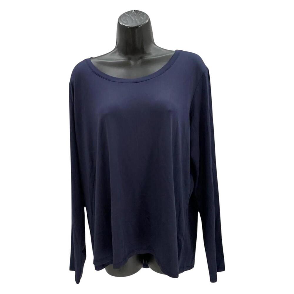 IMAN Global Chic Women's 2-pack Long Sleeve Knit Tees Navy - Regular